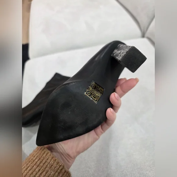 Z Code Z Black Pointed-Toe Ankle Boots with Textured Block Heel - Picture 13 of 17